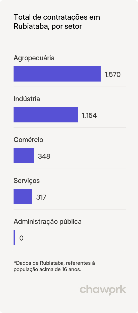 Total de contratações por setor em Rubiataba, GO