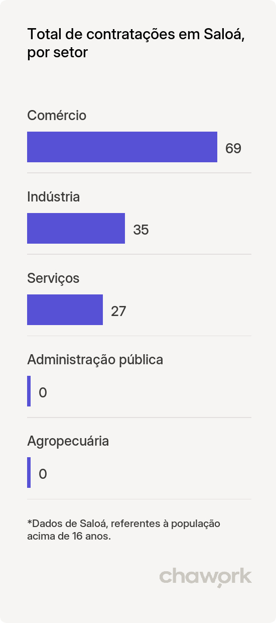 Total de contratações por setor em Saloá, PE