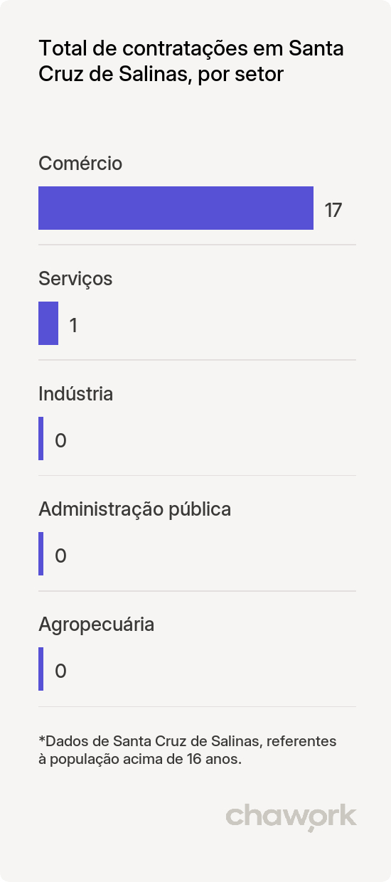 Total de contratações por setor em Santa Cruz de Salinas, MG