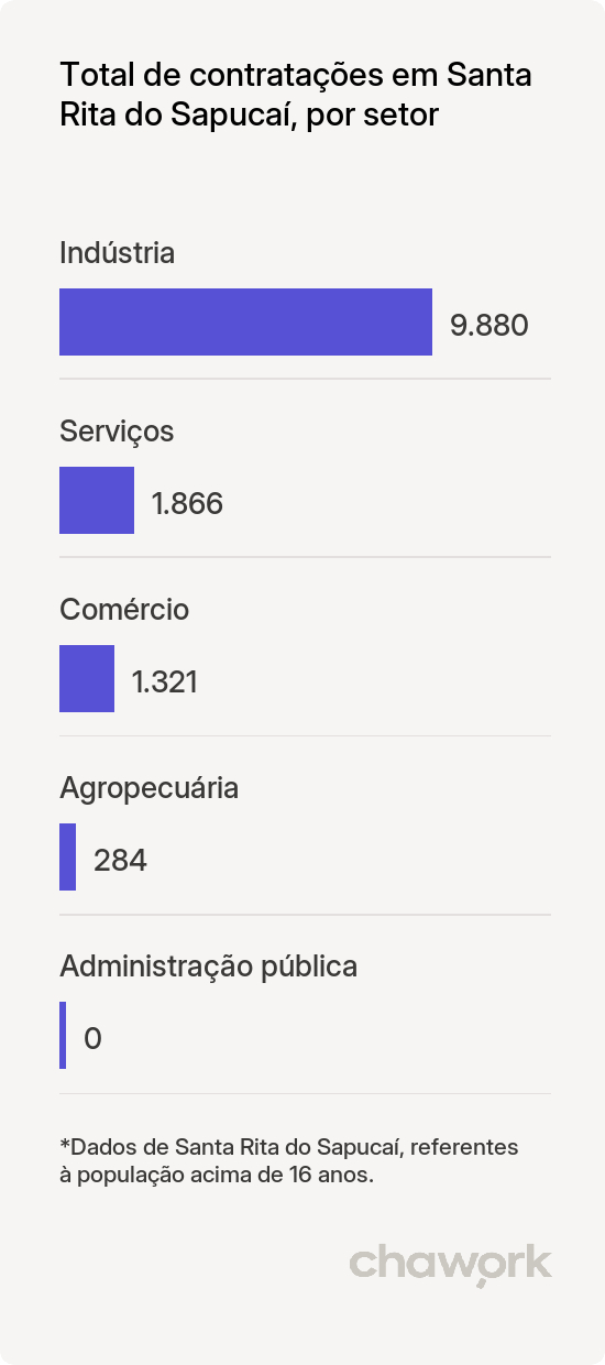 Total de contratações por setor em Santa Rita do Sapucaí, MG