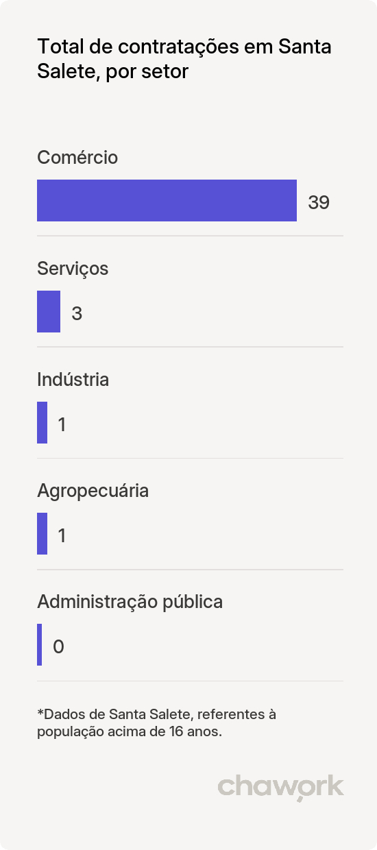 Total de contratações por setor em Santa Salete, SP