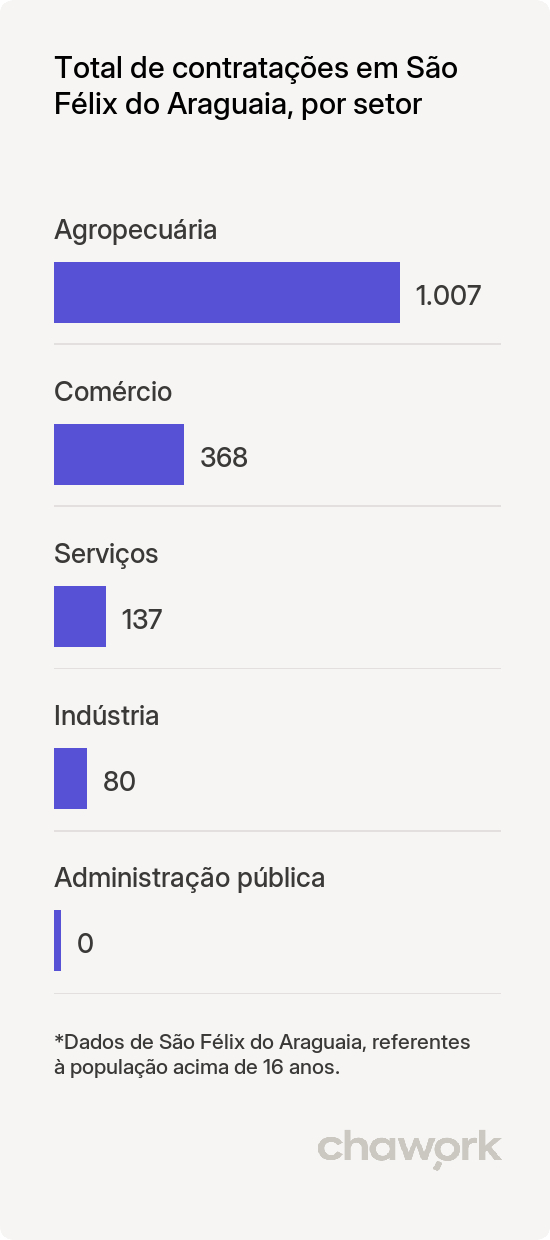 Total de contratações por setor em São Félix do Araguaia, MT