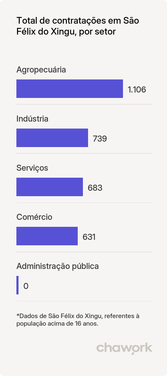 Total de contratações por setor em São Félix do Xingu, PA