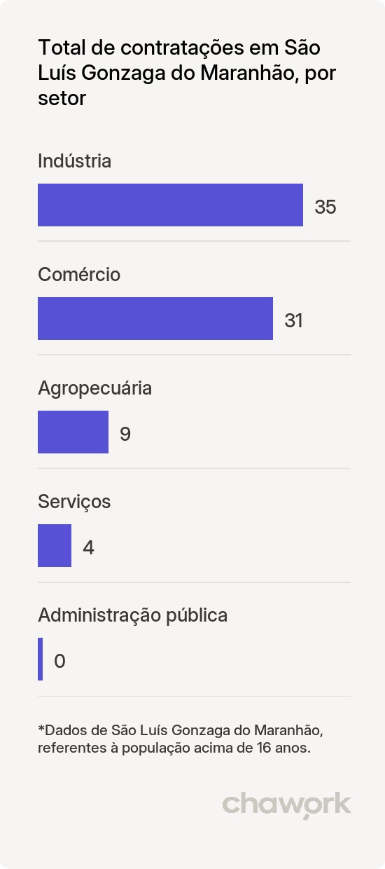 Total de contratações por setor em São Luís Gonzaga do Maranhão, MA