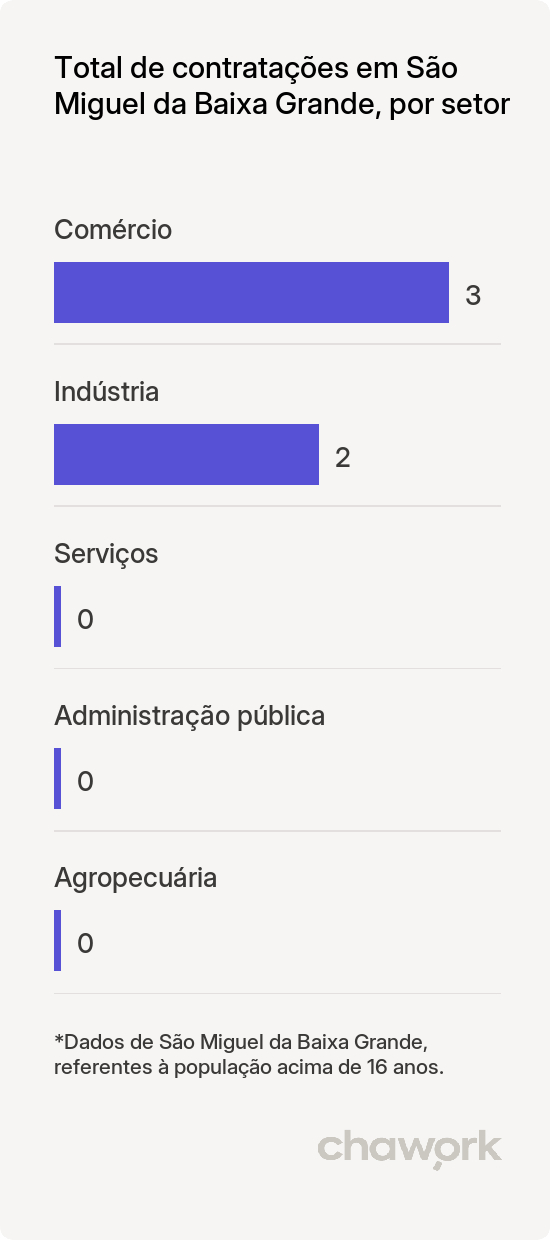Total de contratações por setor em São Miguel da Baixa Grande, PI