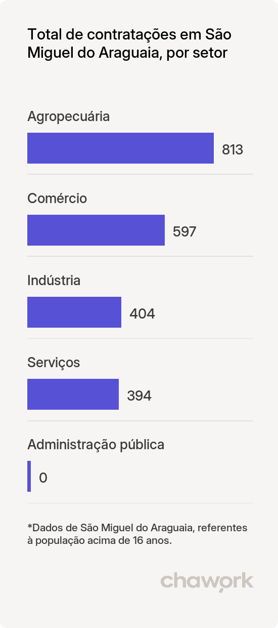 Total de contratações por setor em São Miguel do Araguaia, GO