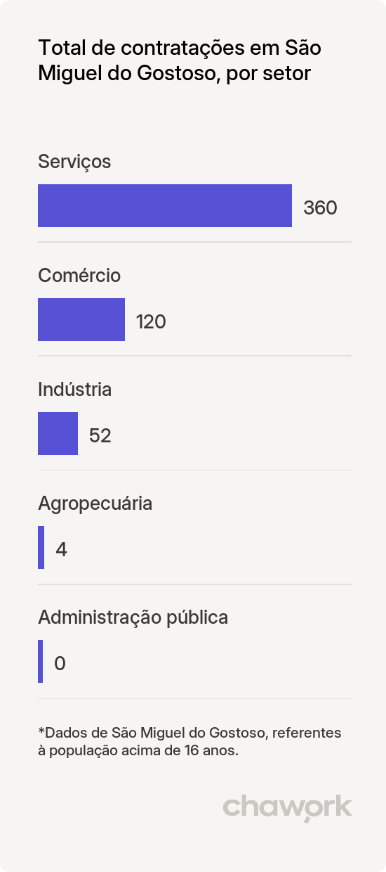 Total de contratações por setor em São Miguel do Gostoso, RN