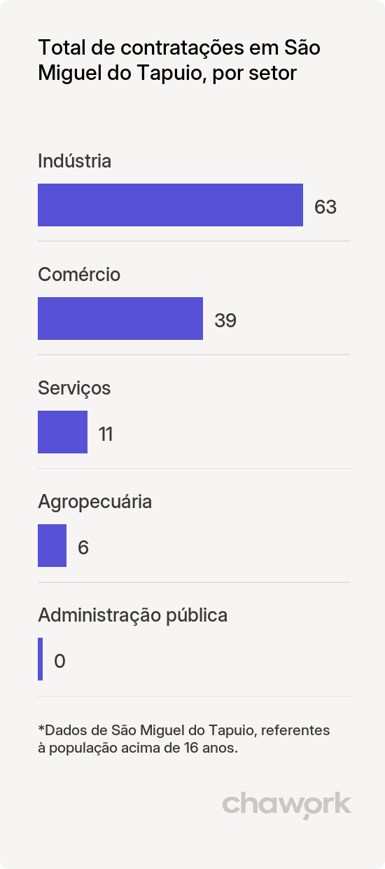 Total de contratações por setor em São Miguel do Tapuio, PI