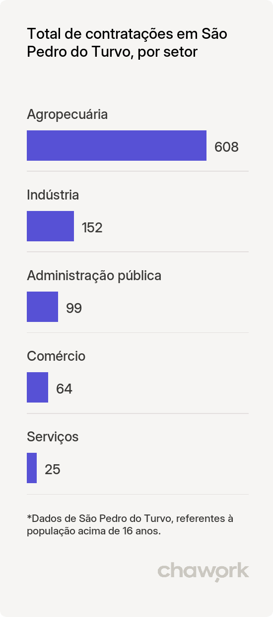 Total de contratações por setor em São Pedro do Turvo, SP