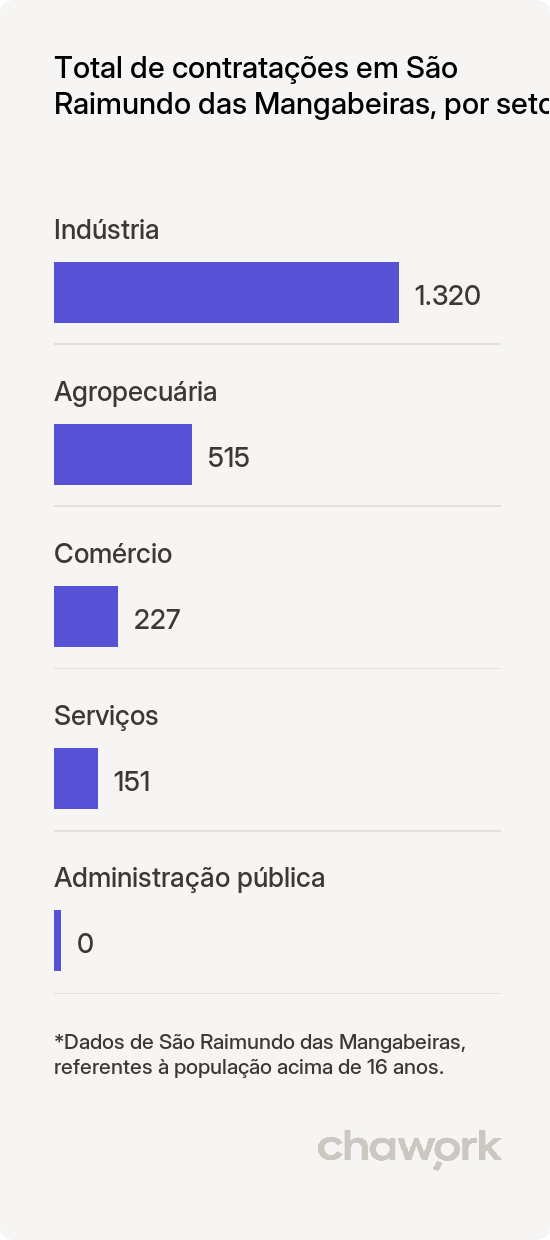 Total de contratações por setor em São Raimundo das Mangabeiras, MA