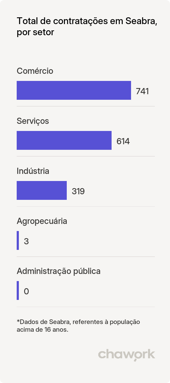 Total de contratações por setor em Seabra, BA