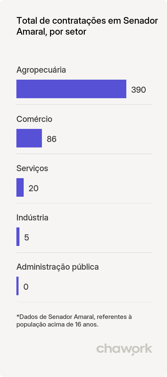 Total de contratações por setor em Senador Amaral, MG