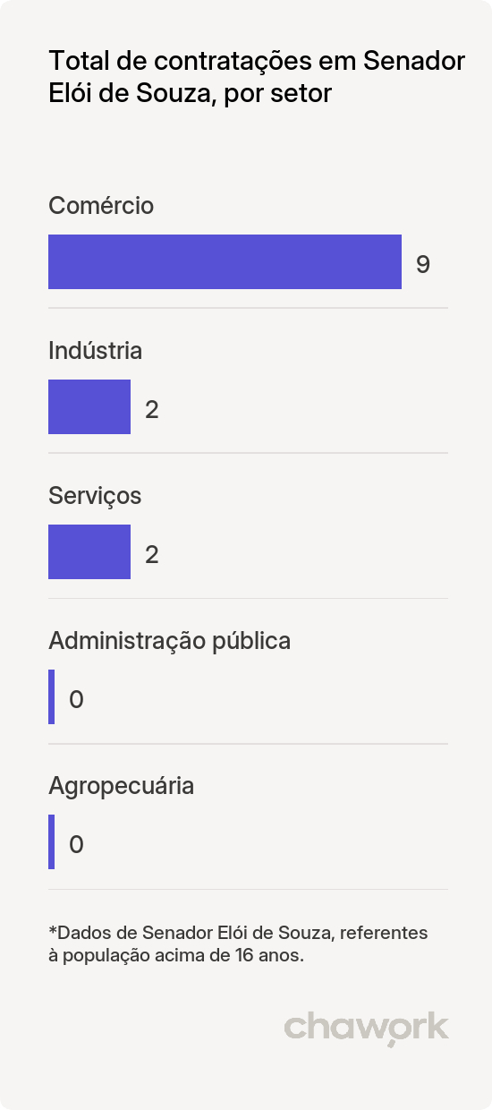 Total de contratações por setor em Senador Elói de Souza, RN