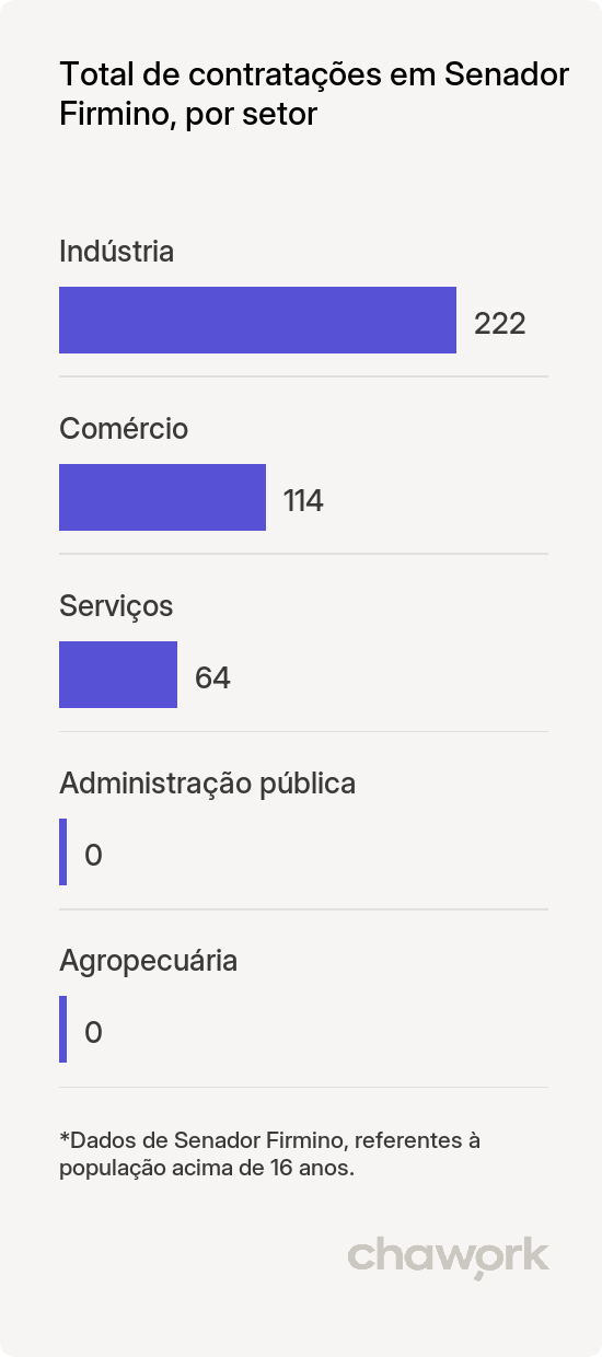 Total de contratações por setor em Senador Firmino, MG