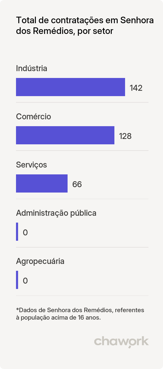 Total de contratações por setor em Senhora dos Remédios, MG