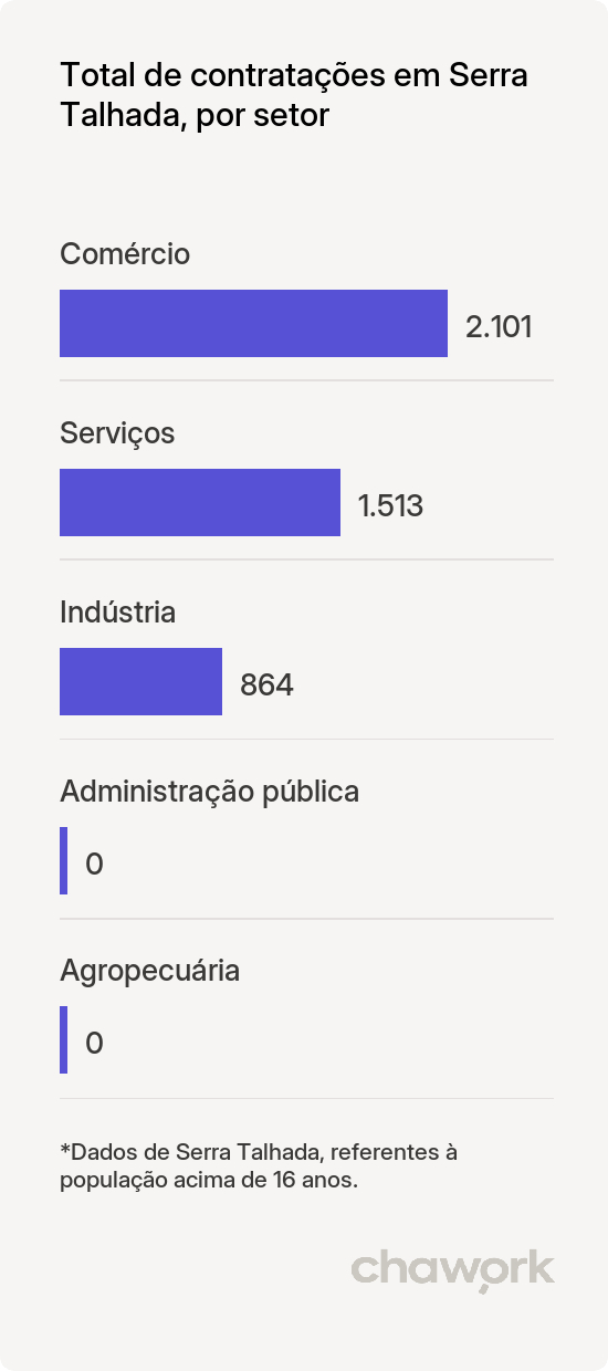 Total de contratações por setor em Serra Talhada, PE
