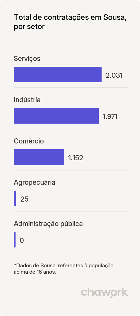 Total de contratações por setor em Sousa, PB