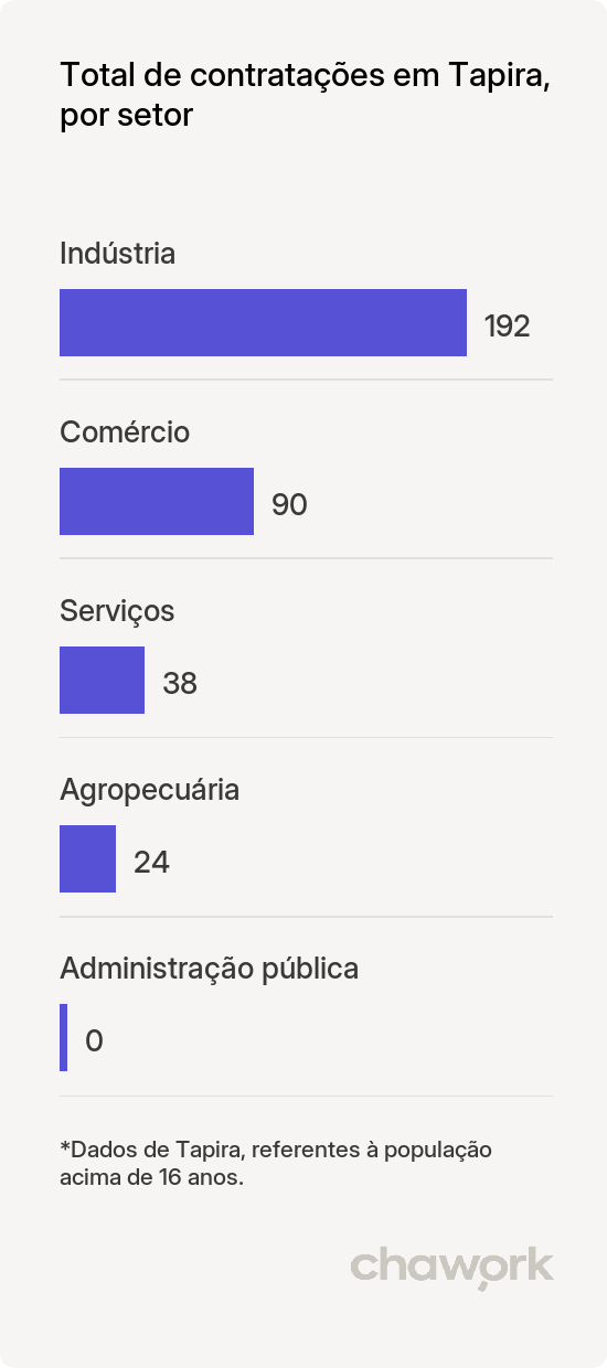 Total de contratações por setor em Tapira, MG