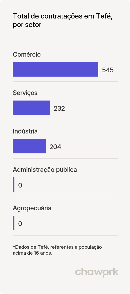 Total de contratações por setor em Tefé, AM