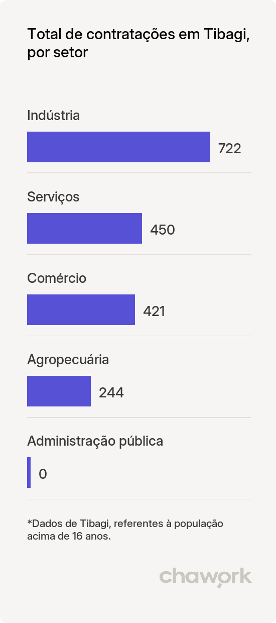 Total de contratações por setor em Tibagi, PR