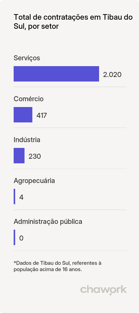 Total de contratações por setor em Tibau do Sul, RN