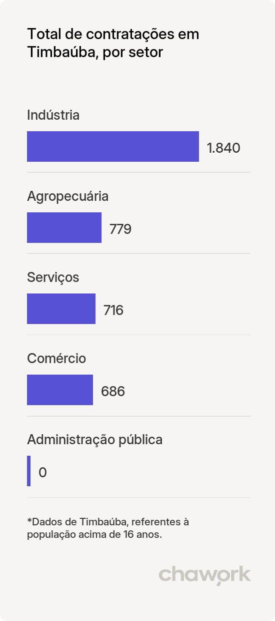 Total de contratações por setor em Timbaúba, PE