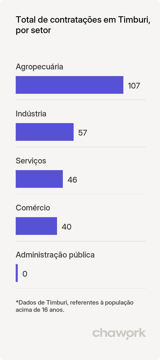 Total de contratações por setor em Timburi, SP