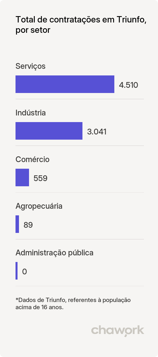 Total de contratações por setor em Triunfo, RS