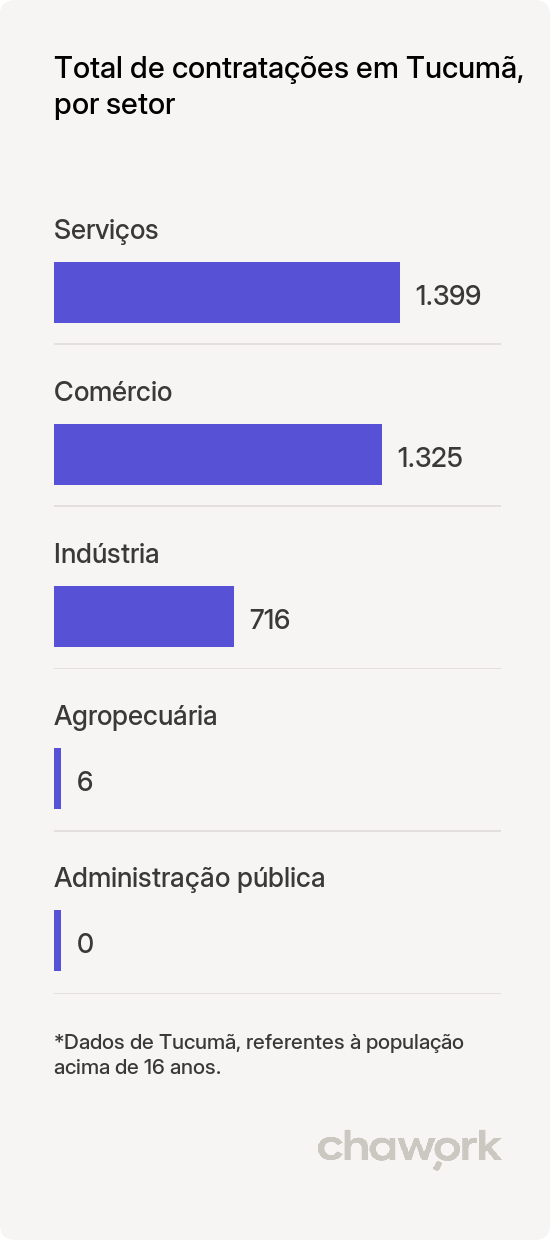Total de contratações por setor em Tucumã, PA
