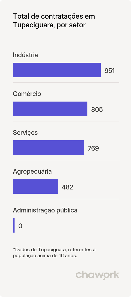 Total de contratações por setor em Tupaciguara, MG