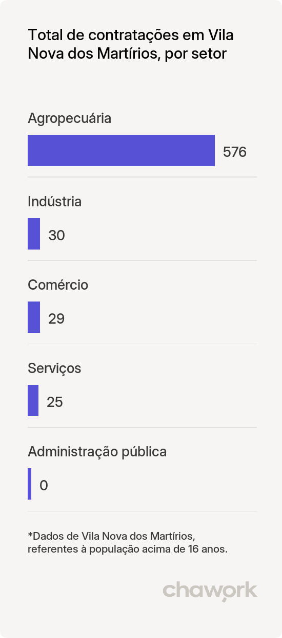 Total de contratações por setor em Vila Nova dos Martírios, MA