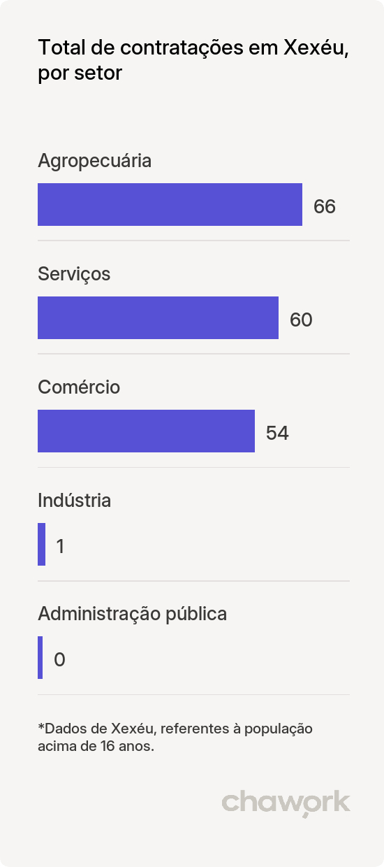Total de contratações por setor em Xexéu, PE