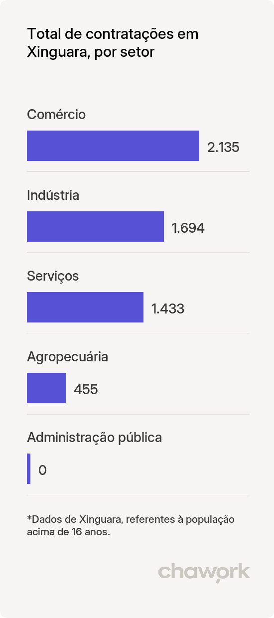 Total de contratações por setor em Xinguara, PA