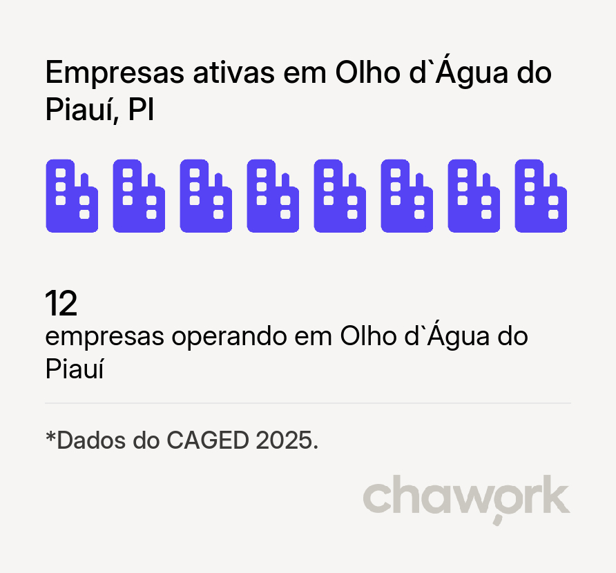 Empresas ativas em Olho d`Água do Piauí, PI