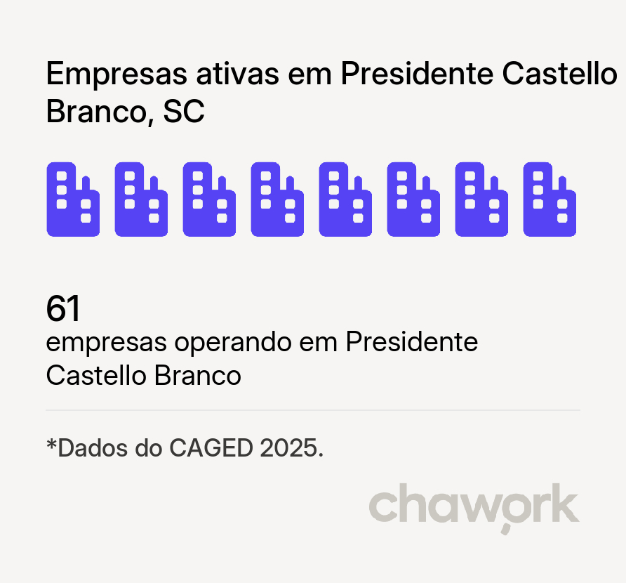 Empresas ativas em Presidente Castello Branco, SC