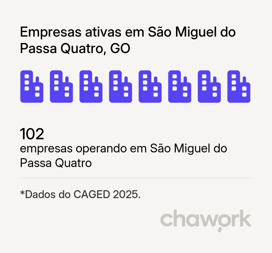Empresas ativas em São Miguel do Passa Quatro, GO