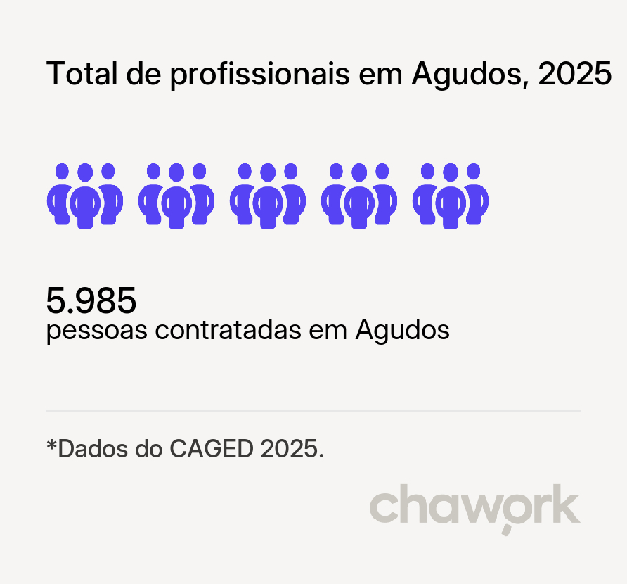 Total de profissionais contratados em Agudos, SP