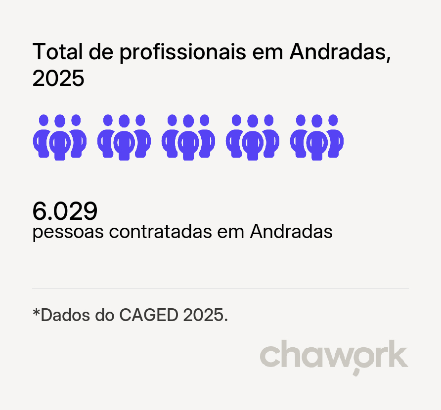 Total de profissionais contratados em Andradas, MG