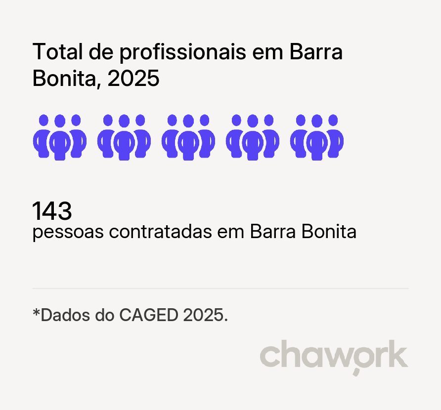 Total de profissionais contratados em Barra Bonita, SP