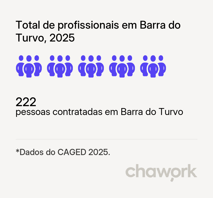 Total de profissionais contratados em Barra do Turvo, SP