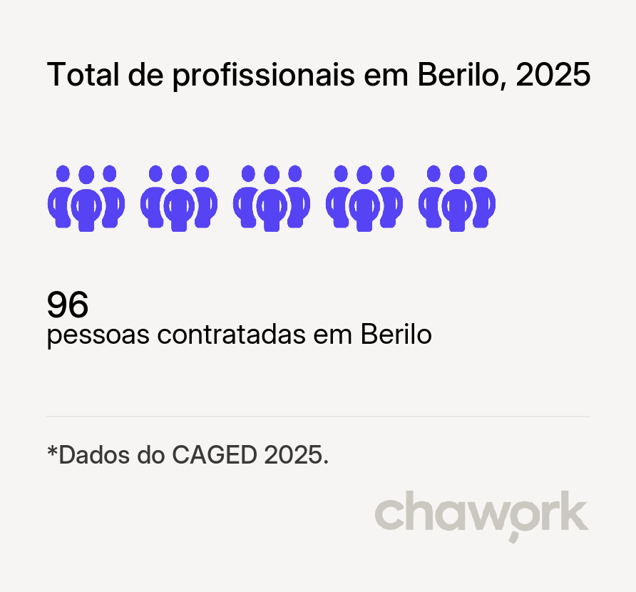 Total de profissionais contratados em Berilo, MG