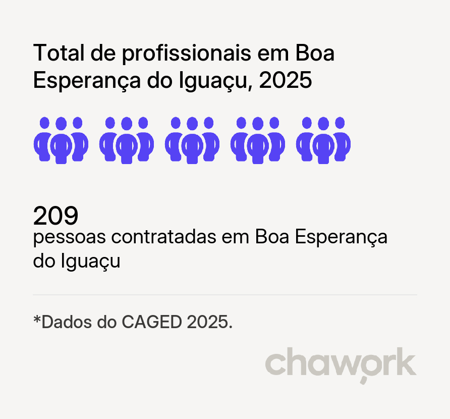 Total de profissionais contratados em Boa Esperança do Iguaçu, PR