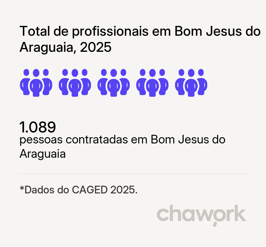 Total de profissionais contratados em Bom Jesus do Araguaia, MT