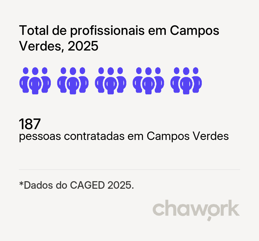 Total de profissionais contratados em Campos Verdes, GO