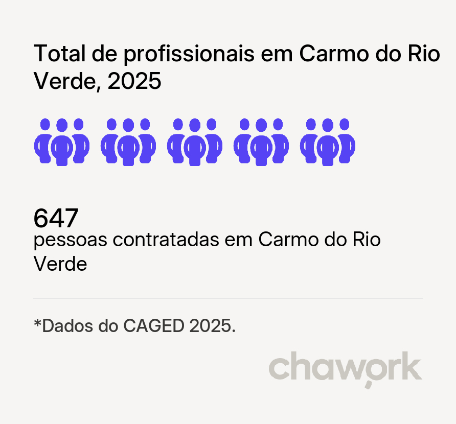 Total de profissionais contratados em Carmo do Rio Verde, GO