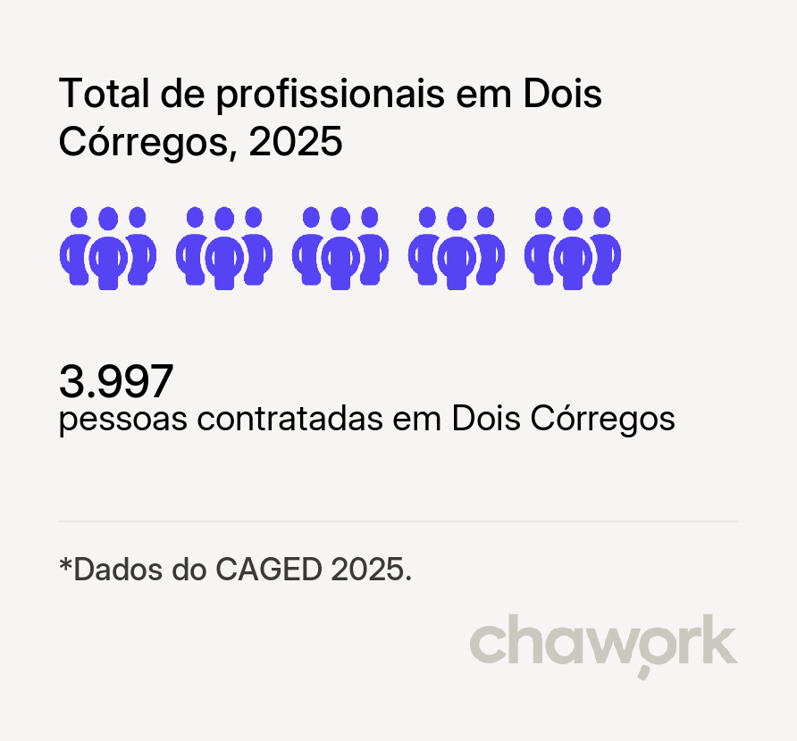 Total de profissionais contratados em Dois Córregos, SP