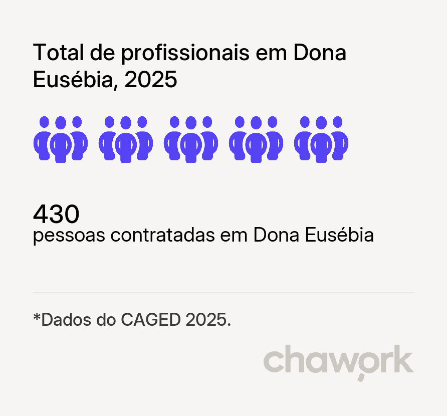Total de profissionais contratados em Dona Eusébia, MG