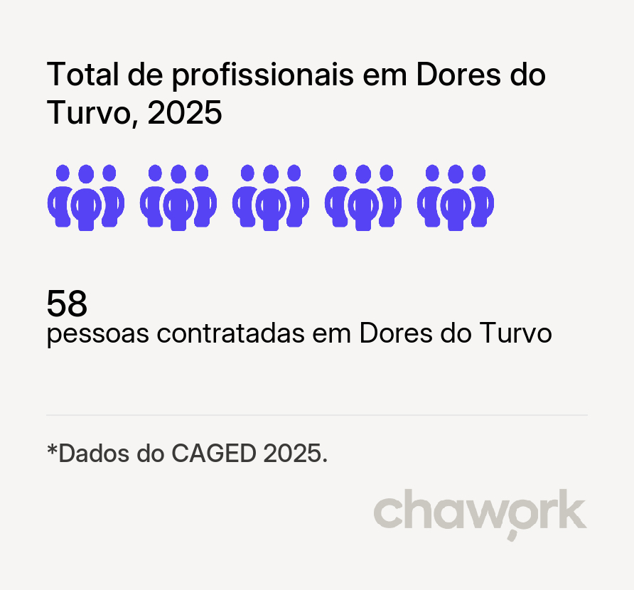 Total de profissionais contratados em Dores do Turvo, MG