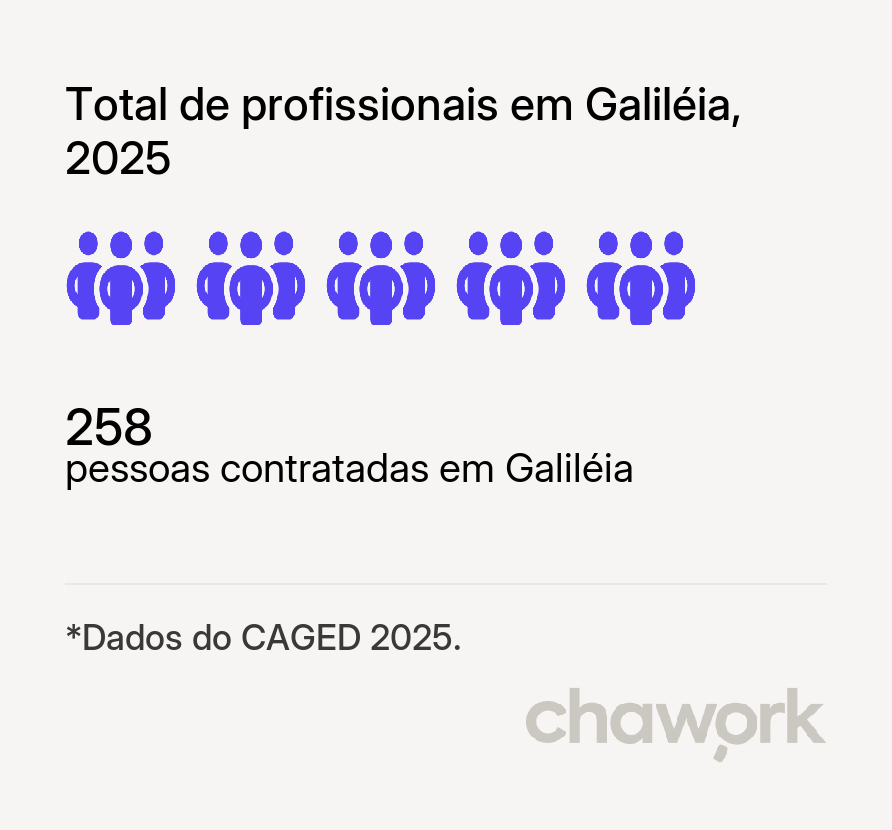 Total de profissionais contratados em Galiléia, MG