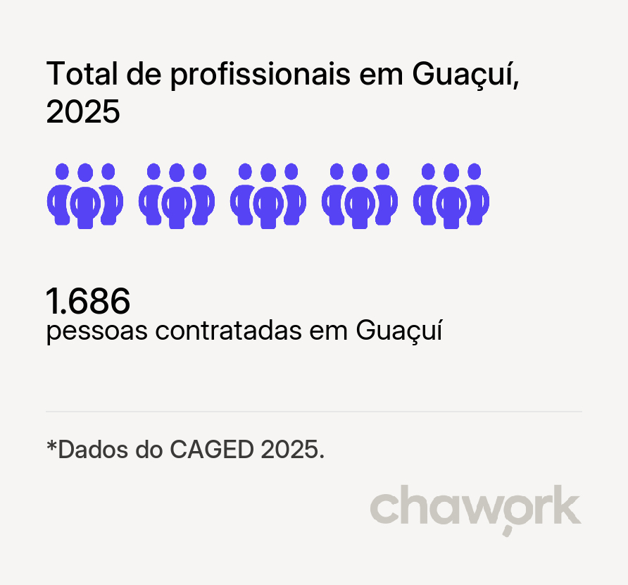 Total de profissionais contratados em Guaçuí, ES